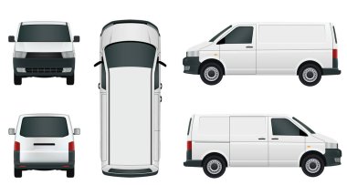 Beyaz kargo minivan beyaz bir arka planda - hisse senedi vektör.