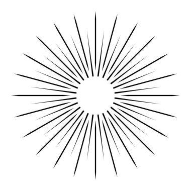 Güneş ışınları beyaz bir arka planda, çizgi çizme - hisse senedi vektör
