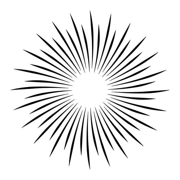 Rayons de soleil sur fond blanc, dessin au trait - Image vectorielle — Image vectorielle