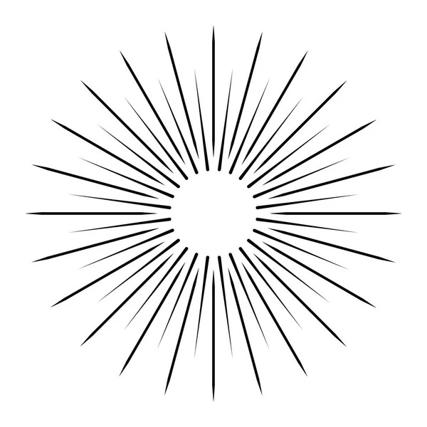 Paprsky slunce na bílém pozadí, perokresba - Stock Vector — Stockový vektor