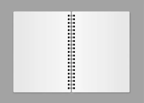 Cuaderno abierto en blanco realista - vector de stock. — Archivo Imágenes Vectoriales