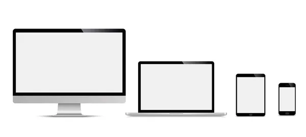 Wyświetlacz komputera, monitora, realistyczny zestaw, 3d, na białym tle - Free wektor. — Wektor stockowy