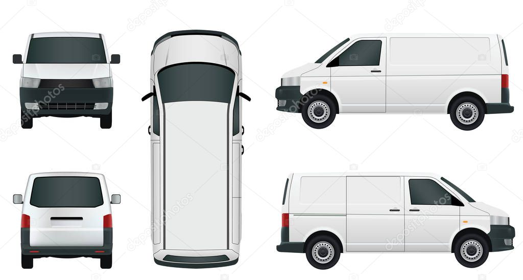 White cargo minivan on a white background - Stock Vector.