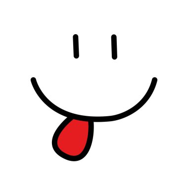 Gülen yüz simgesi kırmızı dil ile. düz stil trend gülümseme logo tasarlamak vektör - hisse senedi vektör