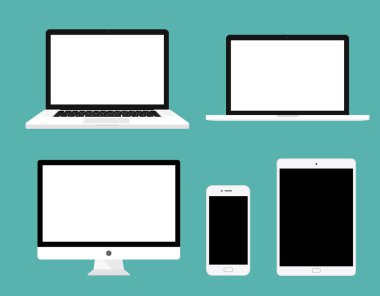 Düz ayarlamak monitör, dizüstü bilgisayar, tablet, smartphone - hisse senedi vektör