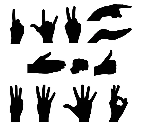 Silhouettes of hands - stock vector. — Stock Vector