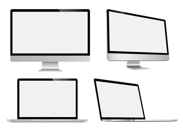 Pantalla de ordenador, monitor, realista, 3D, aislado - vector de stock . — Archivo Imágenes Vectoriales