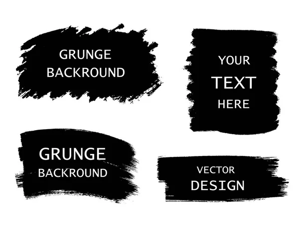 Grunge ensemble de peinture noire, coups de pinceau à l'encre, pinceaux, lignes. Éléments de conception artistique sale, cadres pour le texte - vecteur de stock . — Image vectorielle