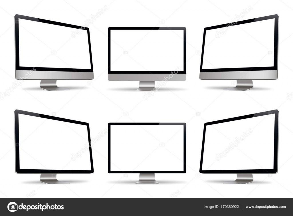Computer Display Monitor Realistic Set 3d Isolated Stock Vector