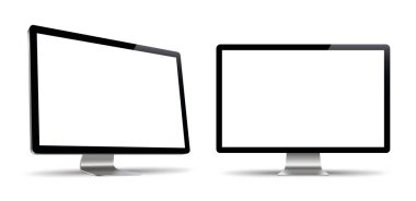 Bilgisayar ekran, monitör, gerçekçi, 3d, izole - vektör stok.