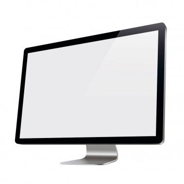 Bilgisayar ekran, monitör, gerçekçi, 3d, izole - vektör stok.