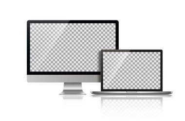 Gerçekçi monitör ve Laptop - hisse senedi vektör