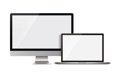 Gerçekçi monitör ve Laptop - hisse senedi vektör