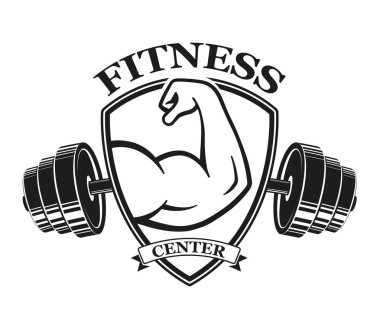Fitness amblem, kas armss, güç simgesi. Tasarlanmış öğeleri - hisse senedi vektör