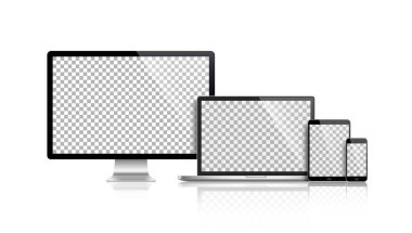 Gerçekçi dizi monitör, dizüstü bilgisayar, tablet, smartphone - hisse senedi vektör