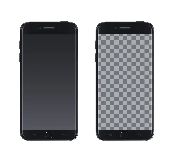 실제 벡터 스마트폰 블랙 디자인빈 화면을 가지고 있습니다. 벡터가 빈 화면을 가진 스마트폰을 분리하여 앱, 디자인. ... — 스톡 벡터