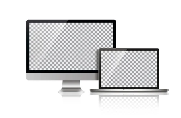 Monitor realistico e laptop - Stock Vector — Vettoriale Stock