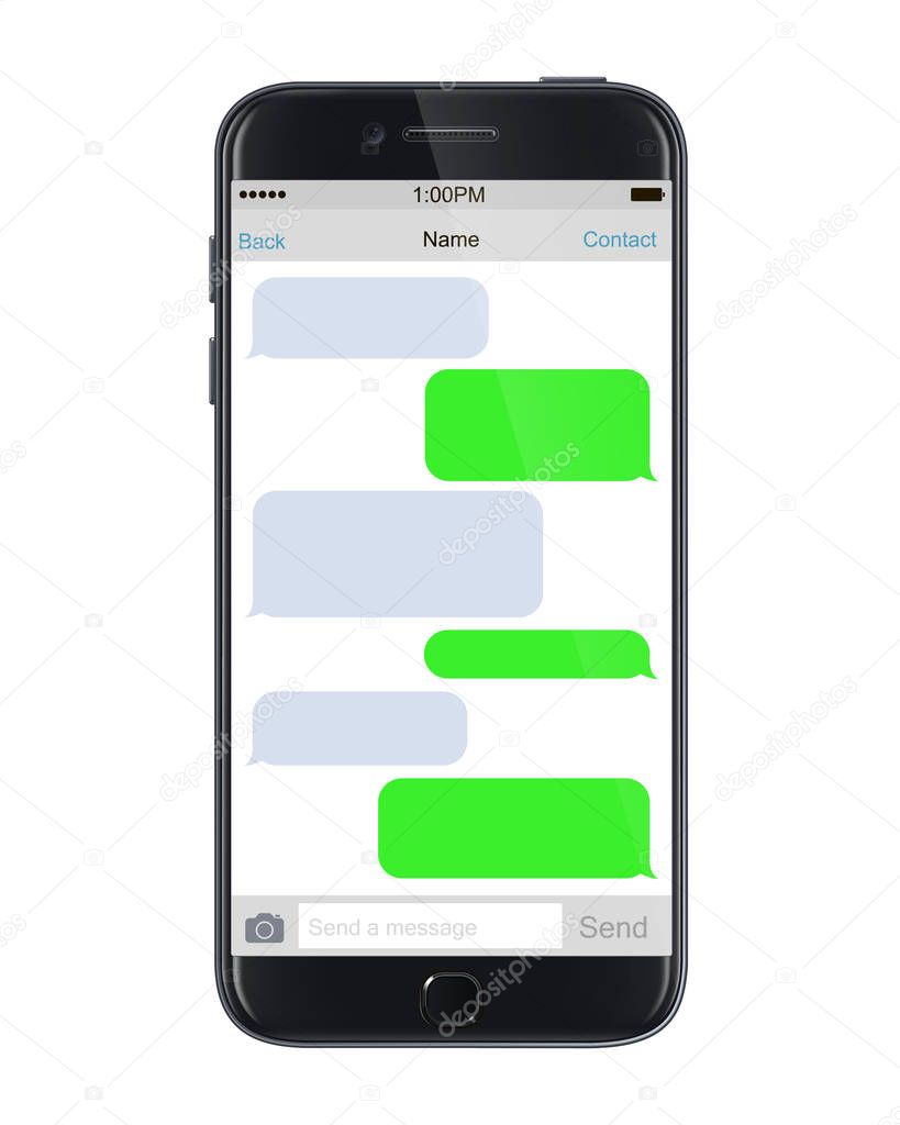Smartphone chatting SMS Messages speech Bubbles - stock vector.