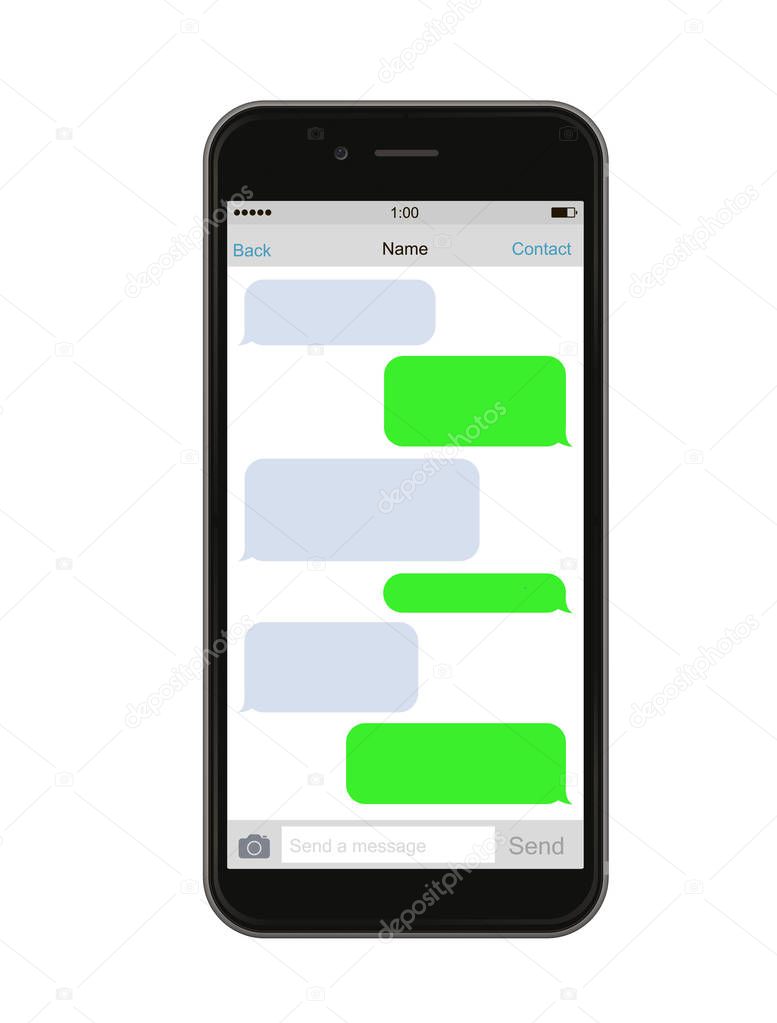 Smartphone chatting SMS Messages speech Bubbles - stock vector.