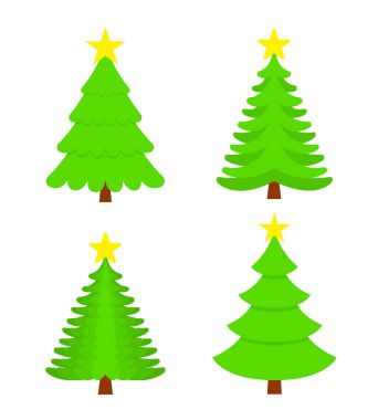 Düz Noel ağaç izole beyaz arka planda - hisse senedi vektör.