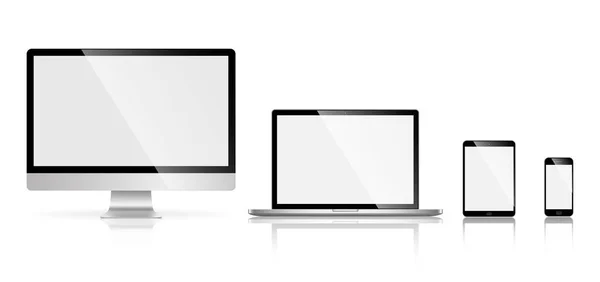 Conjunto realista de monitor, laptop, tablet, smartphone - Stock Vector —  Vetores de Stock