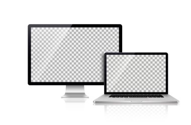 Gerçekçi monitör ve Laptop - hisse senedi vektör