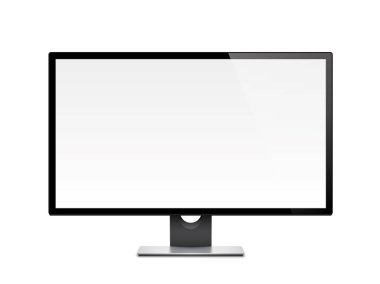 Bilgisayar ekran, monitör, gerçekçi, 3d, izole - vektör stok.