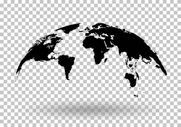 Mapa del mundo negro Globe Aislado sobre fondo - vector de stock . — Vector de stock