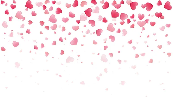 Confetti corações para pétalas de Valentim caindo sobre fundo branco. Dackground com corações coloridos diferentes - vetor de estoque . —  Vetores de Stock
