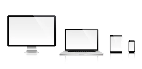 Realistyczny zestaw monitor, laptop, tablet, smartfon - Stock wektor — Wektor stockowy
