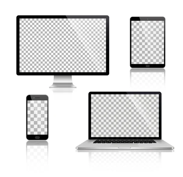 Realistic set of monitor, laptop, tablet, smartphone - Stock Vector — Stock Vector