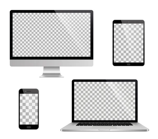 Set realistico di monitor, laptop, tablet, smartphone - Stock Vector — Vettoriale Stock