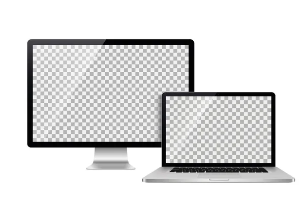 Realistiska skärm och Laptop - Lager vektor — Stock vektor