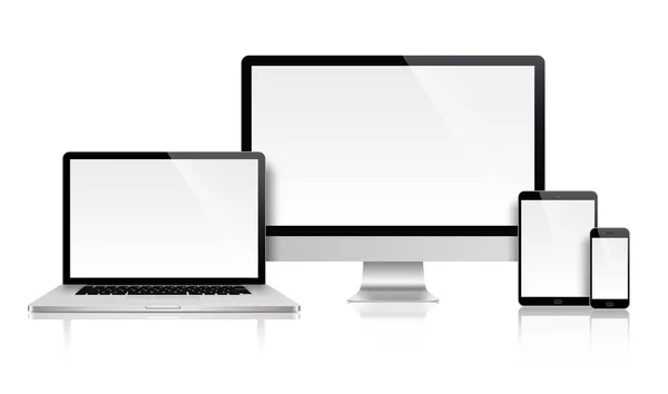 Realistisch set van monitor, laptop, tablet, smartphone - Stock Vector — Stockvector