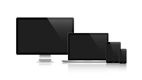 Set realistico di monitor, laptop, tablet, smartphone - Stock Vector — Vettoriale Stock
