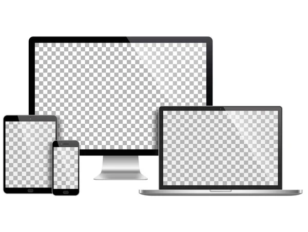 Conjunto realista de monitor, computadora portátil, tableta, teléfono inteligente - Stock Vector — Vector de stock
