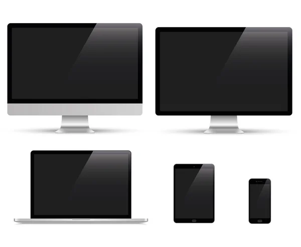 モニター、ノート パソコン、タブレット、スマート フォン - 株式ベクトルの現実的なセット — ストックベクタ