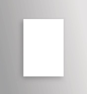 Boş kağıt A4 gölge ile. Mock-Up gerçekçi beyaz Poster asılı - hisse senedi vektör.