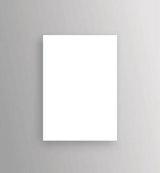 Boş kağıt A4 gölge ile. Mock-Up gerçekçi beyaz Poster asılı - hisse senedi vektör. — Stok Vektör