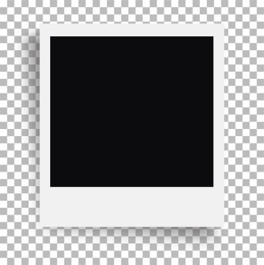 Fotoğraf çerçevesi. Fotoğraflarınız için Retro fotoğraf çerçeve şablonu. Saydam bir arka plan üzerinde beyaz plastik sınır. -hisse senedi vektör.