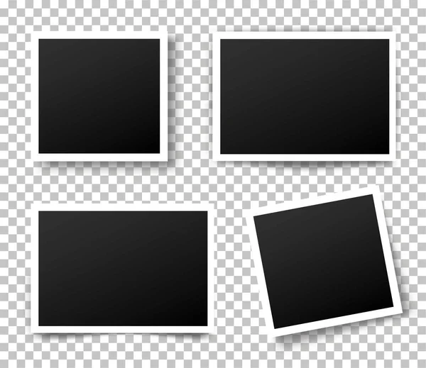 Conjunto de moldura de fotos. Retro Photo Frame Template para suas fotos. Borda de plástico branco em um fundo transparente. - vetor de estoque. —  Vetores de Stock