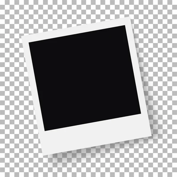Képkeret. Retro Photo Frame sablon fényképeit. Fehér műanyag kerettel, átlátszó háttérrel. -stock vector. — Stock Vector