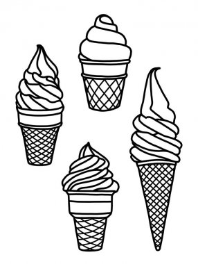 Elle çizilmiş dondurma? Doodle set - hisse senedi vektör.