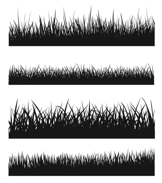 Vector set of black grass silhouettes - stock vector. — Stock Vector