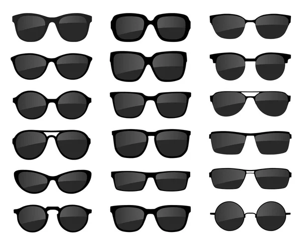 Un juego de gafas aisladas. Iconos del modelo de gafas vectoriales. Gafas de sol, gafas, aisladas sobre fondo blanco. Varias formas - vector de stock. — Archivo Imágenes Vectoriales