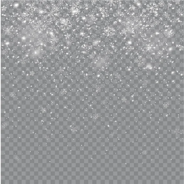 Seamless realistic falling snow or snowflakes. Isolated on trans — Stock Vector