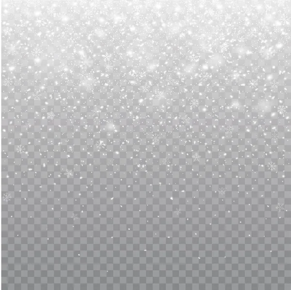Zökkenőmentes reális eső hó vagy hópelyhek. Transz-izolálva — Stock Vector