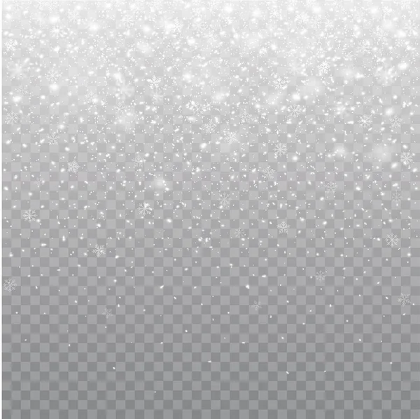 Seamless realistic falling snow or snowflakes. Isolated on trans — Stock Vector