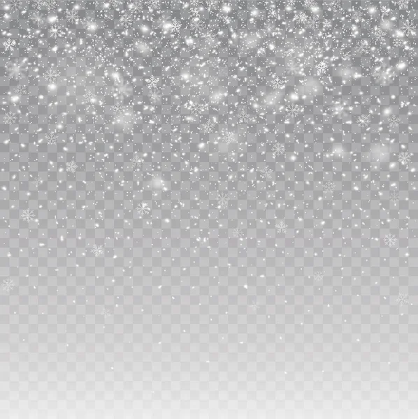 Seamless realistic falling snow or snowflakes. Isolated on trans — Stock Vector