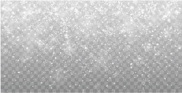 Seamless realistic falling snow or snowflakes. Isolated on trans — Stock Vector
